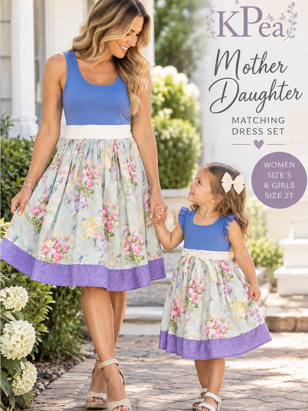 KPea Mother Daughter Matching Floral Dresses Women S + Girls 2T Set